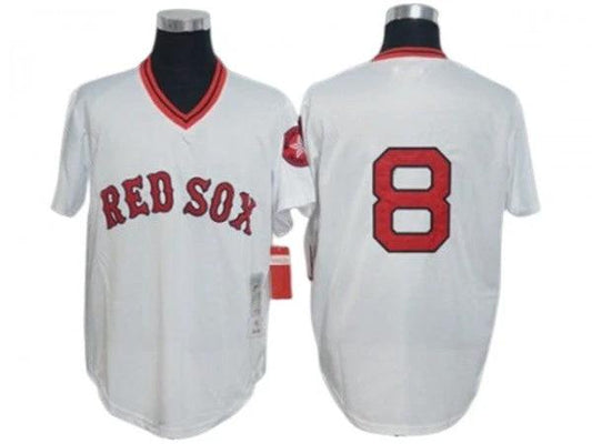 Boston Red Sox #8 Carl Yastrzemski White 1975 Throwback Jersey by My Store