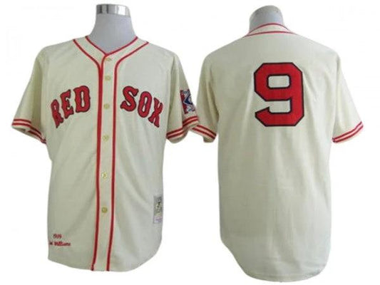 Boston Red Sox #9 Ted Williams Cream Throwback Jersey by My Store