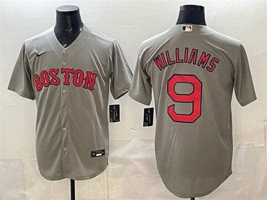 Boston Red Sox #9 Ted Williams Grey Cool Base Stitched Baseball Jersey by My Store
