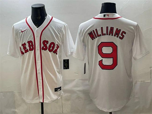 Boston Red Sox #9 Ted Williams White Cool Base Stitched Baseball Jersey by My Store