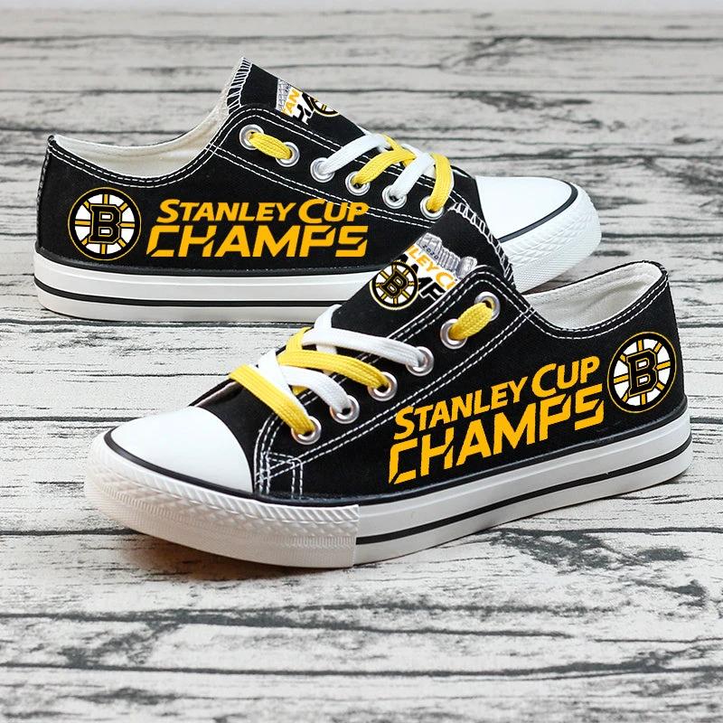 Boston Bruins Low Top Canvas Sport Sneakers Shoes For Men Women Fans by Crocs