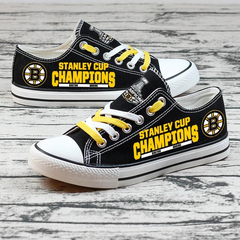 Boston Bruins Low Top Canvas Sport Sneakers Shoes For Men Women Fans by Crocs