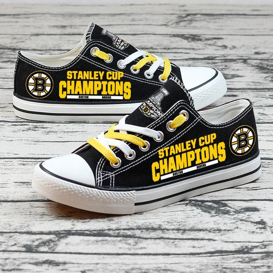 Boston Bruins Low Top Canvas Sport Sneakers Shoes For Men Women Fans by Crocs