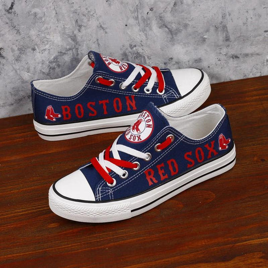 Boston Red Sox Limited Print Low Top Canvas Shoes Sport Sneakers For Men Women Fans by Crocs