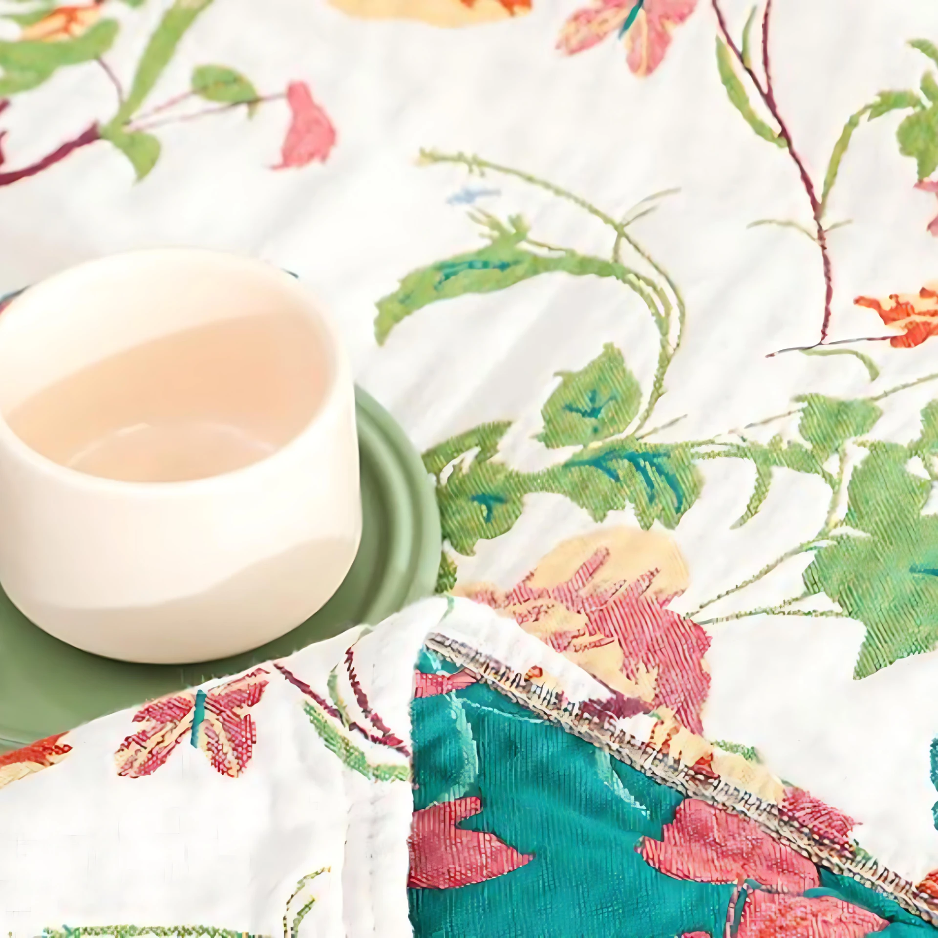 Botanic Bluebird Reversible Cotton Blanket by Casa & Beyond