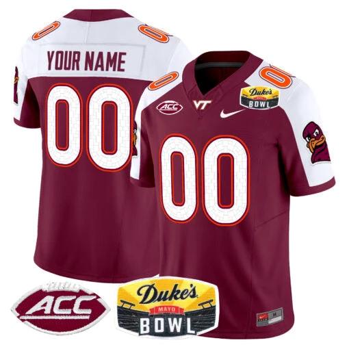 Custom Virginia Tech Hokies Jersey 2025 Duke’s Mayo Bowl Patch Vapor Maroon Alternate by My Store
