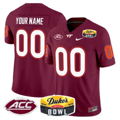 Custom Virginia Tech Hokies Jersey 2025 Duke’s Mayo Bowl Patch Vapor Maroon by My Store