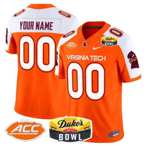 Custom Virginia Tech Hokies Jersey 2025 Duke’s Mayo Bowl Patch Vapor Orange Alternate by My Store