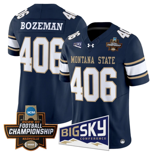 Bozeman Jersey #406 Montana State Bobcats 2026 Football Championship Navy by My Store NCAA Football Jerseys