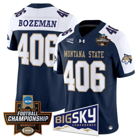 Bozeman Jersey #406 Montana State Bobcats 2026 Football Championship Navy Alternate by My Store NCAA Football Jerseys
