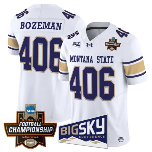 Bozeman Jersey #406 Montana State Bobcats 2026 Football Championship White by My Store NCAA Football Jerseys