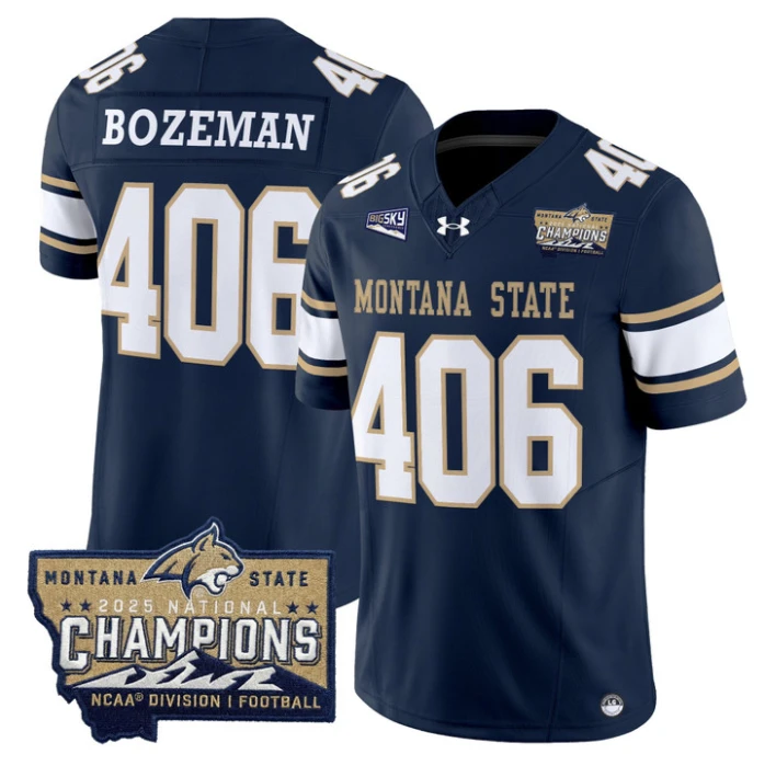 Bozeman Jersey #406 Montana State Bobcats 2025 National Champions Gold by My Store NCAA Football Jerseys