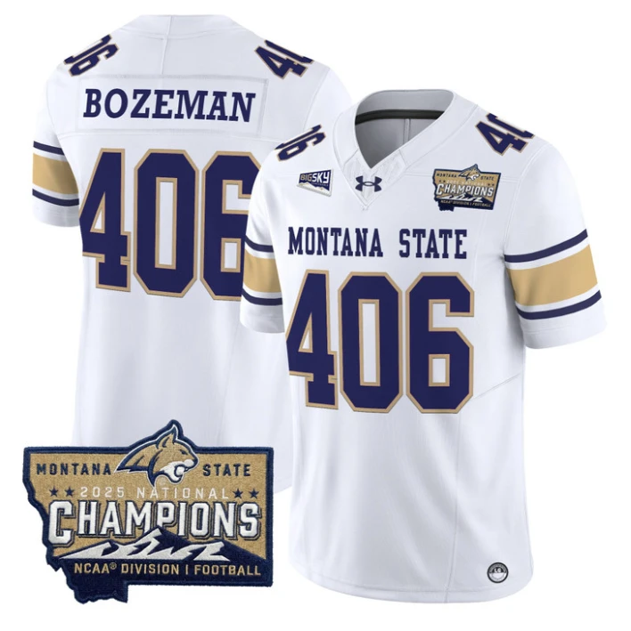 Bozeman Jersey #406 Montana State Bobcats 2025 National Champions Gold by My Store NCAA Football Jerseys