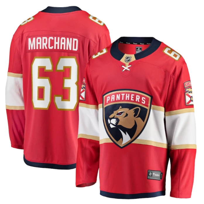 Brad Marchand 63 Florida Panthers 2025 Breakaway Player Men Jersey Red by Hockey David