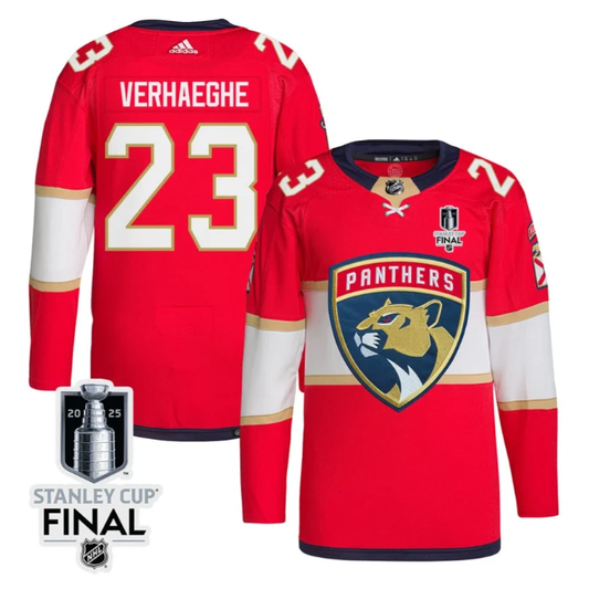 Brad Marchand 63 Florida Panthers 2025 STANLEY CUP Final Patch Home Men Jersey Red by Hockey David