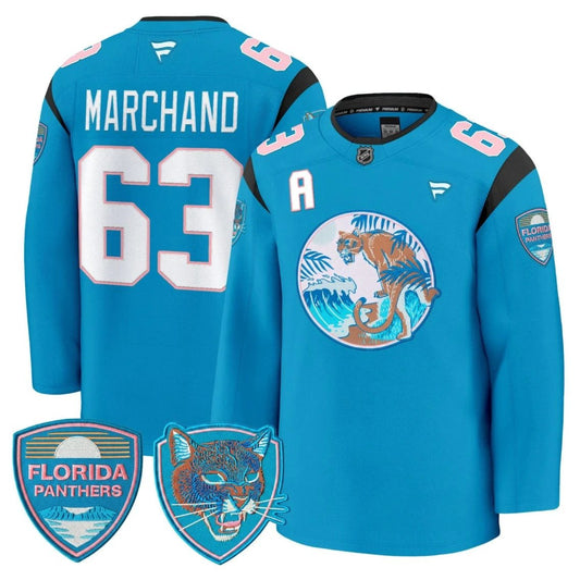 Brad Marchand Jersey #63 Florida Panthers SoFlo Night Edition Premium Stitched by Hockey David