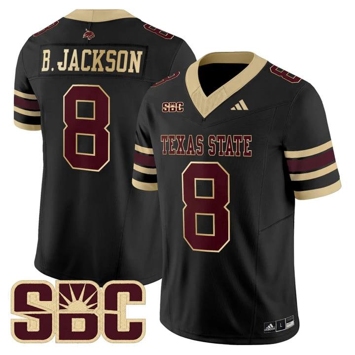 Brad Jackson Jersey #8 Texas State Bobcats 2025 Limited Stitched by My Store NCAA Football Jerseys