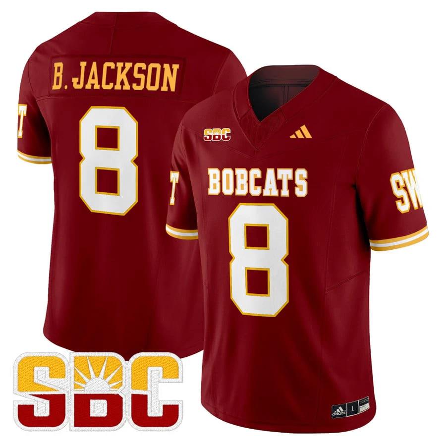 Brad Jackson Jersey #8 Texas State Bobcats 2025 Limited Stitched by My Store NCAA Football Jerseys