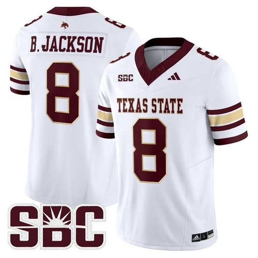 Brad Jackson Jersey #8 Texas State Bobcats 2025 Limited Stitched by My Store NCAA Football Jerseys