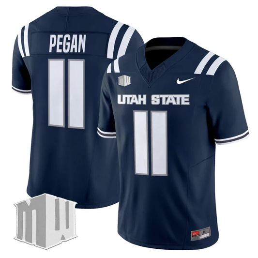 Braden Pegan Jersey #11 Utah State Aggies 2025 Vapor Limited Stitched Navy by My Store NCAA Football Jerseys