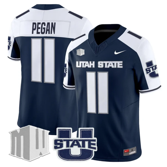 Braden Pegan Jersey #11 Utah State Aggies 2025 Vapor Limited Stitched Navy Alter by My Store NCAA Football Jerseys