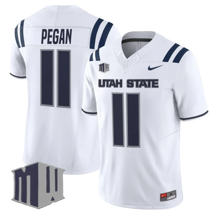 Braden Pegan Jersey #11 Utah State Aggies 2025 Vapor Limited Stitched White by My Store NCAA Football Jerseys