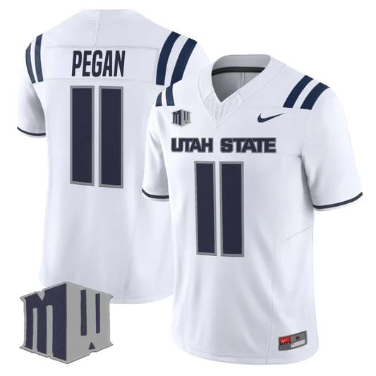 Braden Pegan Jersey #11 Utah State Aggies 2025 Vapor Limited Stitched White by My Store NCAA Football Jerseys