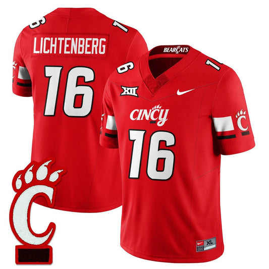 Brady Lichtenberg Jersey #16 Cincinnati Bearcats Football 2025 Stitched Red by NCAA Football Jersey