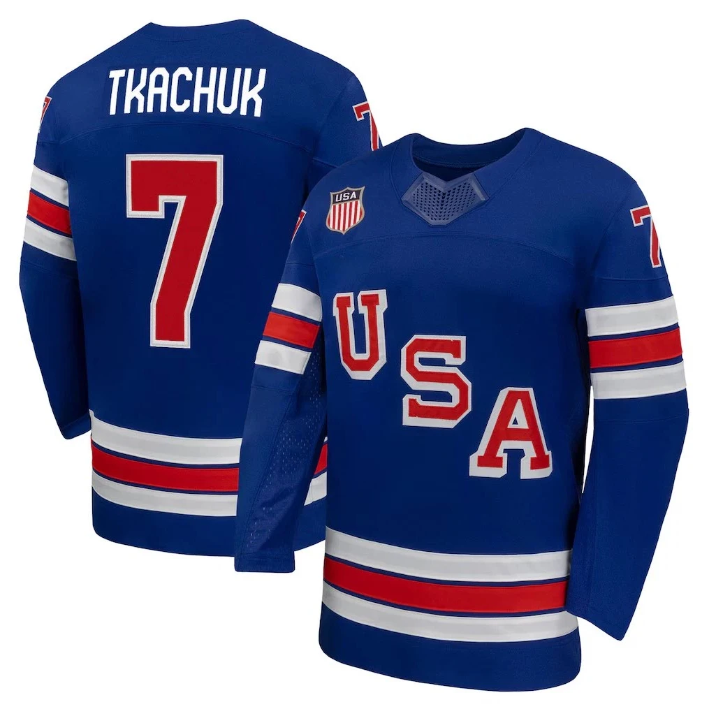 Brady Tkachuk Jersey Team USA Winter Olympics 2026 Hockey Premium STITCHED Blue by Hockey David