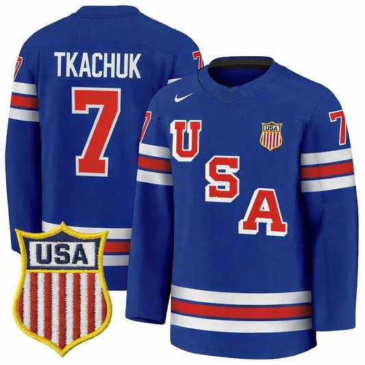 Brady Tkachuk Jersey #7 Team USA Winter Olympics 2026 Hockey Premium STITCHED Blue by Hockey David