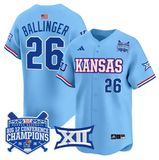 Brady Ballinger Jersey #26 Kansas Jayhawks Big 12 Champions 2026 Stitched by My Store