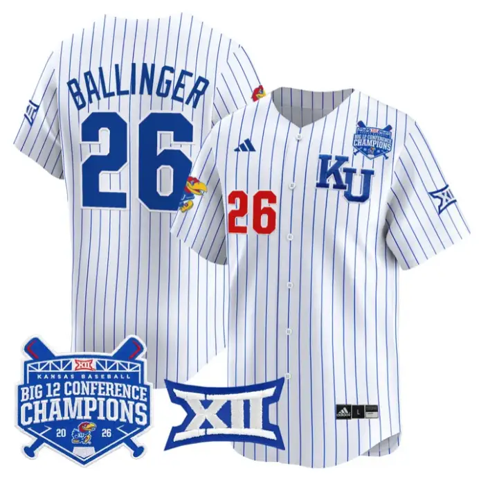 Brady Ballinger Jersey #26 Kansas Jayhawks Big 12 Champions 2026 Stitched by My Store