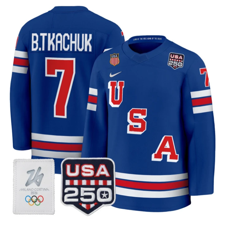 Brady Tkachuk Jersey #7 USA Olympic 250 Patch Hockey 2026 Stitched by Hockey David