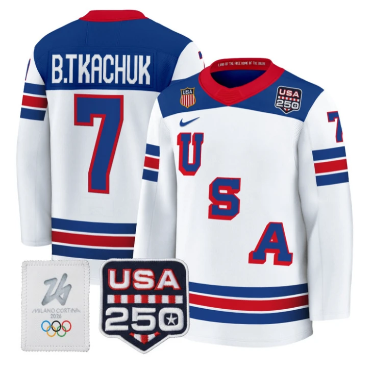 Brady Tkachuk Jersey #7 USA Olympic 250 Patch Hockey 2026 Stitched by Hockey David
