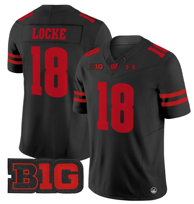 Braedyn Locke Jersey #18 Wisconsin Badgers Vapor Football Stitched Black by My Store