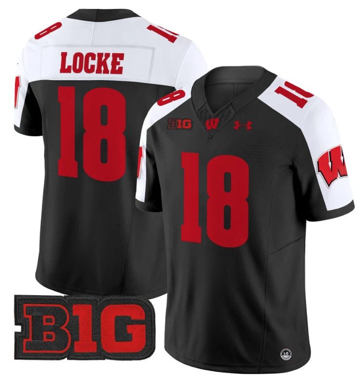 Braedyn Locke Jersey #18 Wisconsin Badgers Vapor Football Stitched Black Alternate by My Store