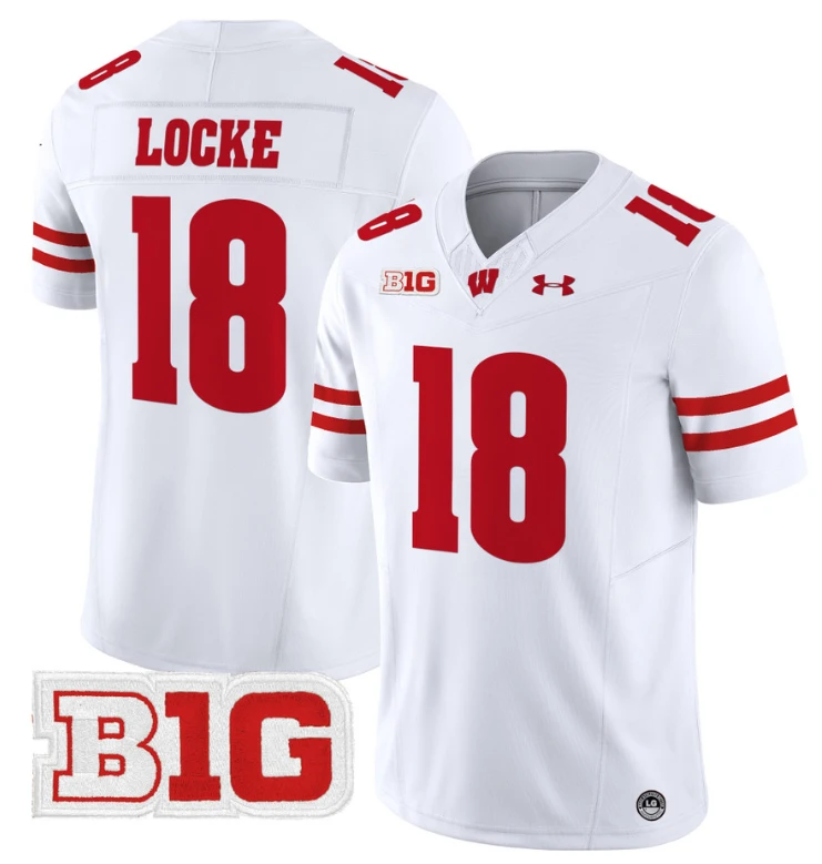 Braedyn Locke Jersey #18 Wisconsin Badgers Vapor Football Stitched White by My Store