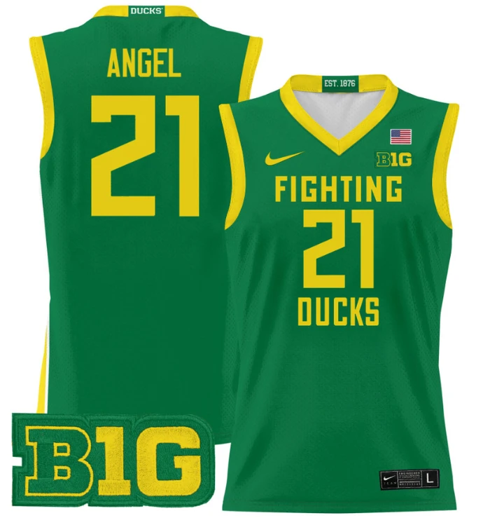 Brandon Angel Jersey #21 Oregon Ducks 2024 Lightweight Basketball Green by My store basketball