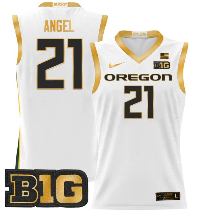 Brandon Angel Jersey #21 Oregon Ducks 2024 Lightweight Basketball White Gold by My store basketball