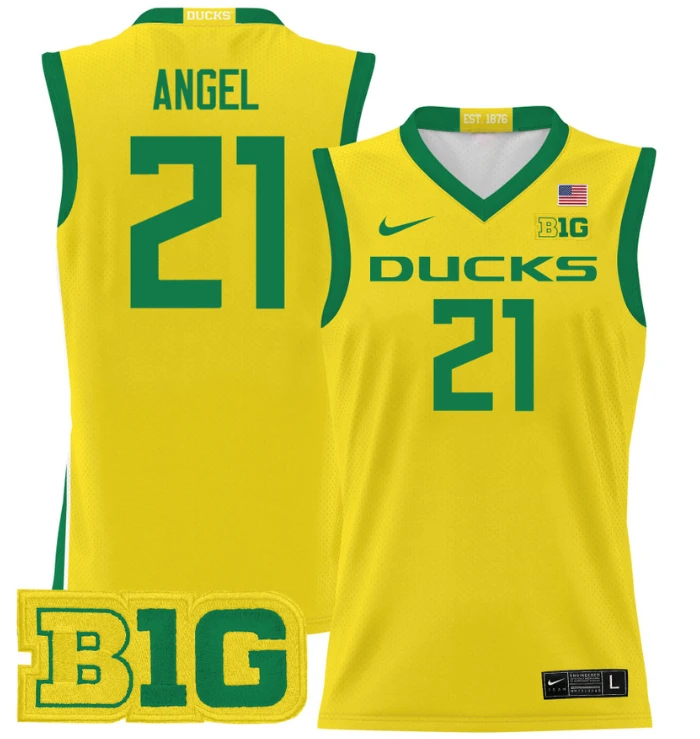 Brandon Angel Jersey #21 Oregon Ducks 2024 Lightweight Basketball Yellow by My store basketball