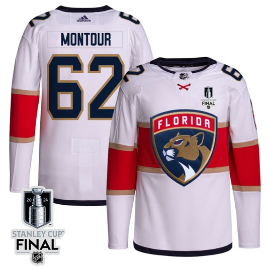 Brandon Montour 62 Florida Panthers 2024 STANLEY CUP Final Away Breakaway Jersey Men, White by Hockey David