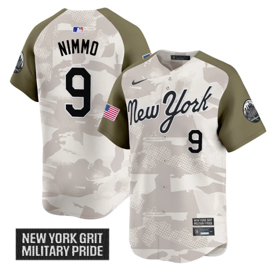 Brandon Nimmo Jersey #9 New York Mets 2025 Armed Forces Day Vapor Stitched Alternate by My Store