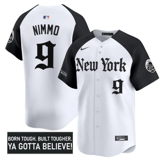 Brandon Nimmo Jersey #9 New York Mets Gothic Borough Edition Stitched White by My Store