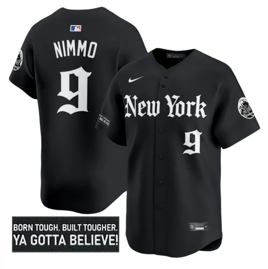 Brandon Nimmo Jersey #9 New York Mets Gothic Borough Edition Stitched Black by My Store