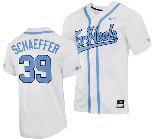 Brandon Schaeffer Jersey #39 North Carolina Tar Heels Baseball White Full-Button by My Store