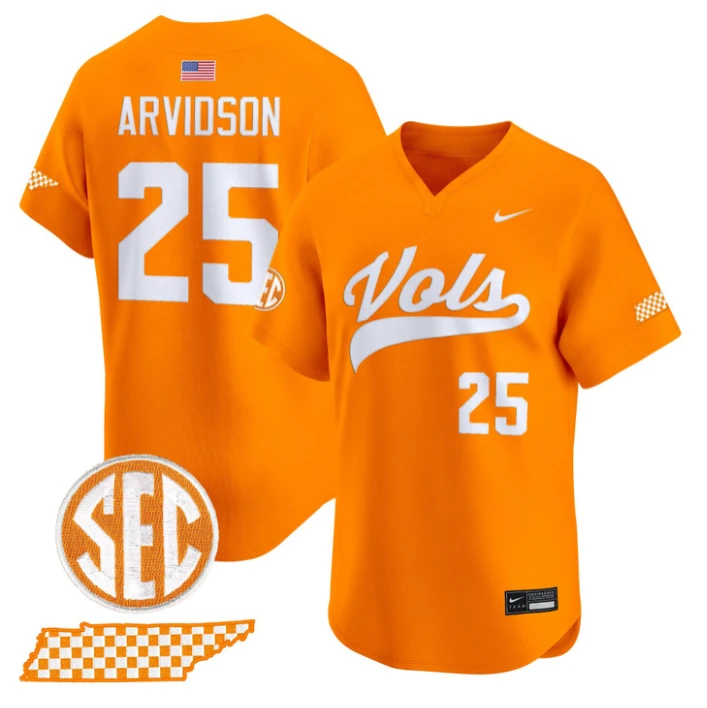 Brandon Arvidson Jersey #25 Tennessee Vols 2026 Smokey Series Stitched by My Store