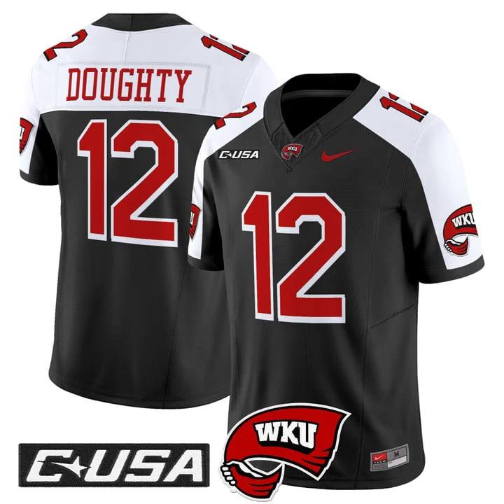 Brandon Doughty Jersey #12 Western Kentucky Hilltoppers 2025 Stitched by My Store NCAA Football Jerseys