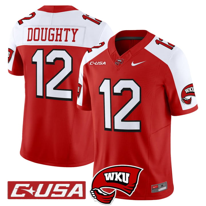 Brandon Doughty Jersey #12 Western Kentucky Hilltoppers 2025 Stitched by My Store NCAA Football Jerseys