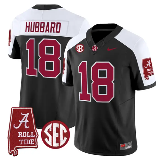Bray Hubbard Jersey #18 Alabama Crimson 2026 SEC Patch Stitched by My Store NCAA Football Jerseys