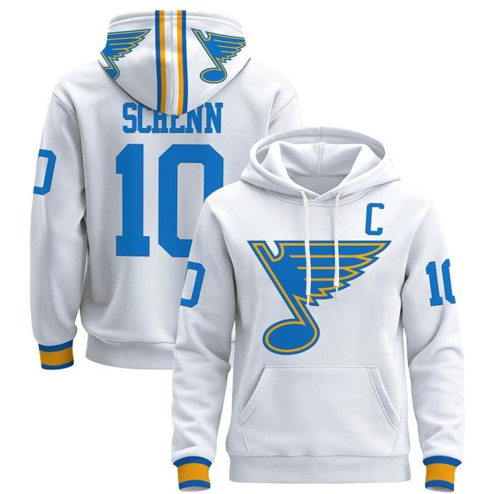 Brayden Schenn Hoodie #10 St. Louis Blues 2025-26 Premium Pullover Stitched by Hoodie Pullover